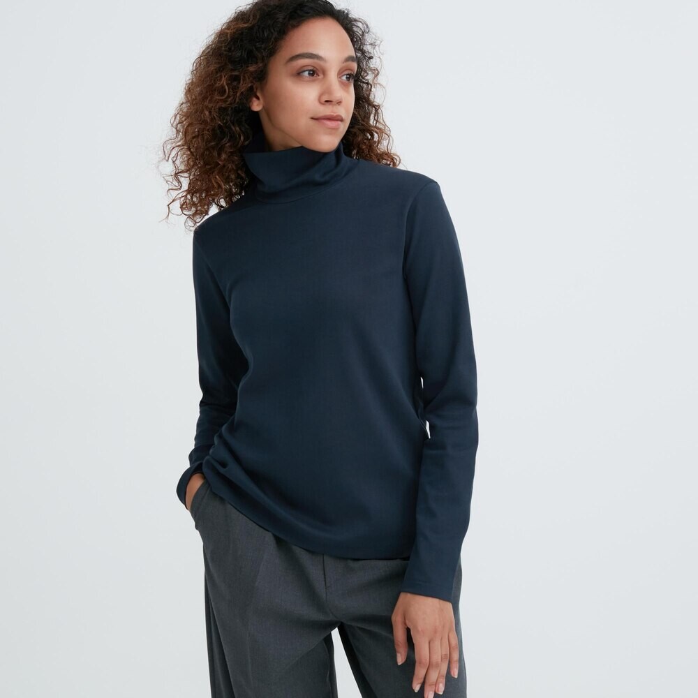 

Женская футболка Uniqlo из гладкого хлопка, темно-синий