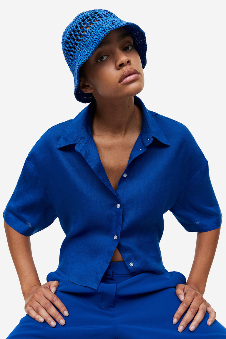 Соломенная шляпа, связанная крючком H&M, синий