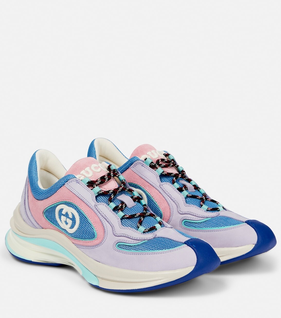 

Кроссовки Gucci Run из замши и сетки Gucci, бежевый