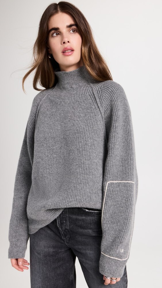 

Поло Victoria Beckham Oversized Neck Jumper, серый