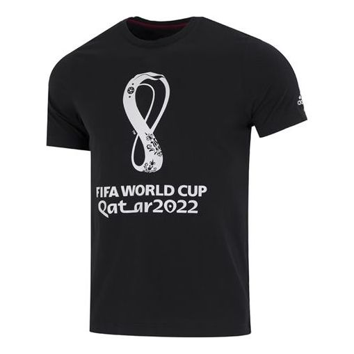 Футболка Men's adidas Geometry Pattern Alphabet Printing Athleisure Casual Sports Round Neck Short Sleeve Black T-Shirt, черный