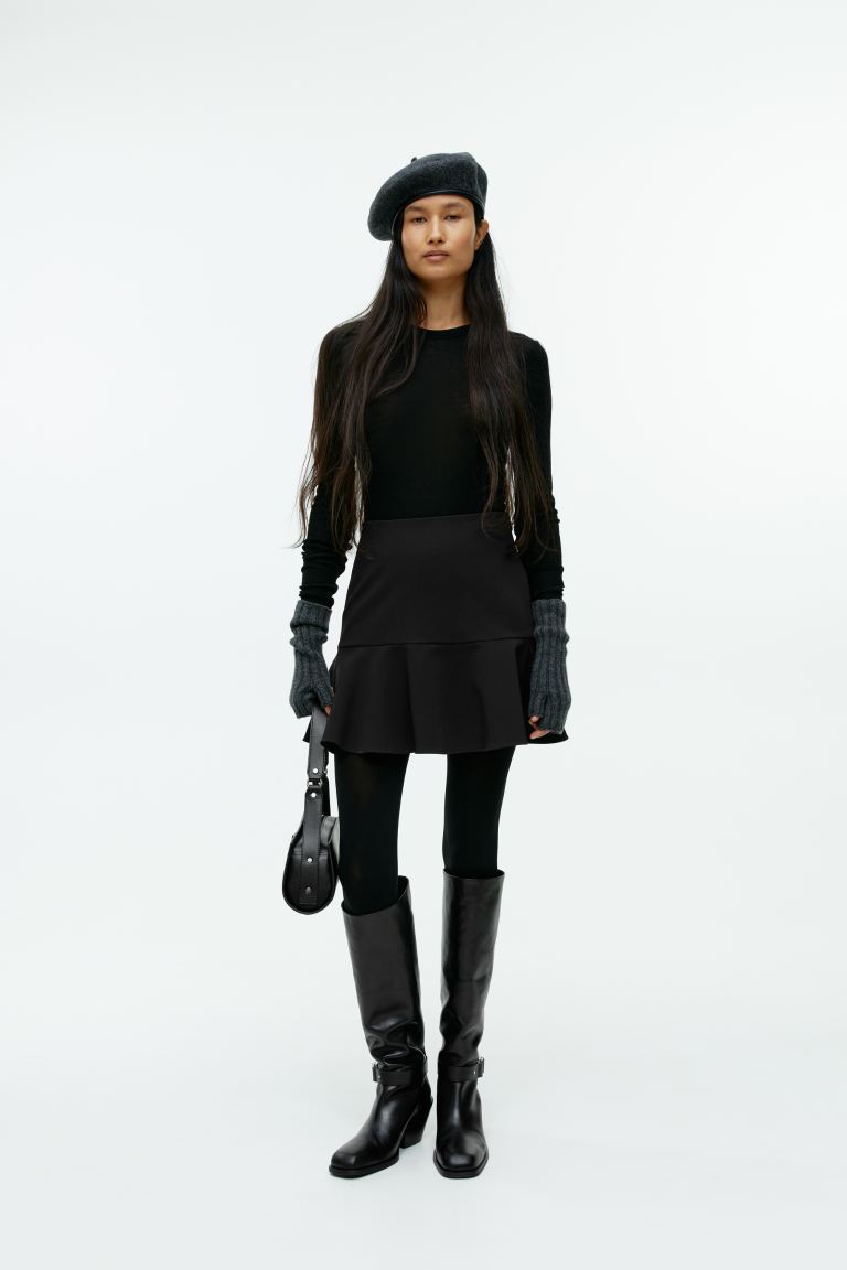 Расклешенная мини-юбка H&M, черный