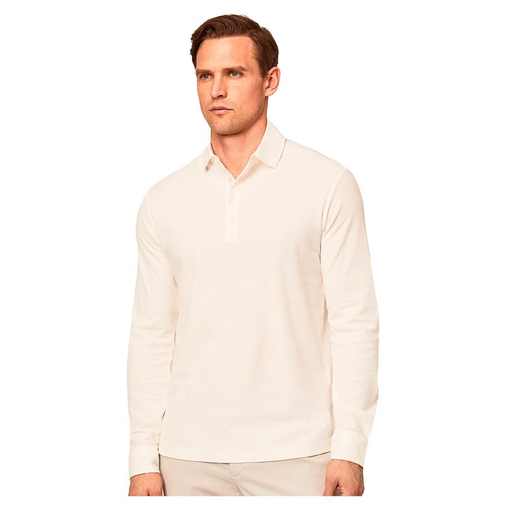

Поло с длинным рукавом Hackett Garment Texture Pique, бежевый