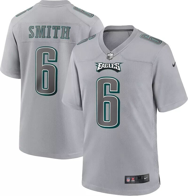 

Мужское игровое джерси Nike Philadelphia Eagles DeVonta Smith #6 Atmosphere Grey