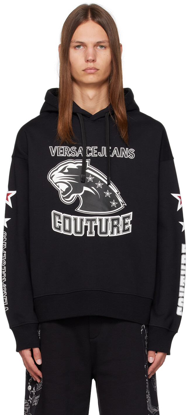 

Черный худи с принтом Versace Jeans Couture
