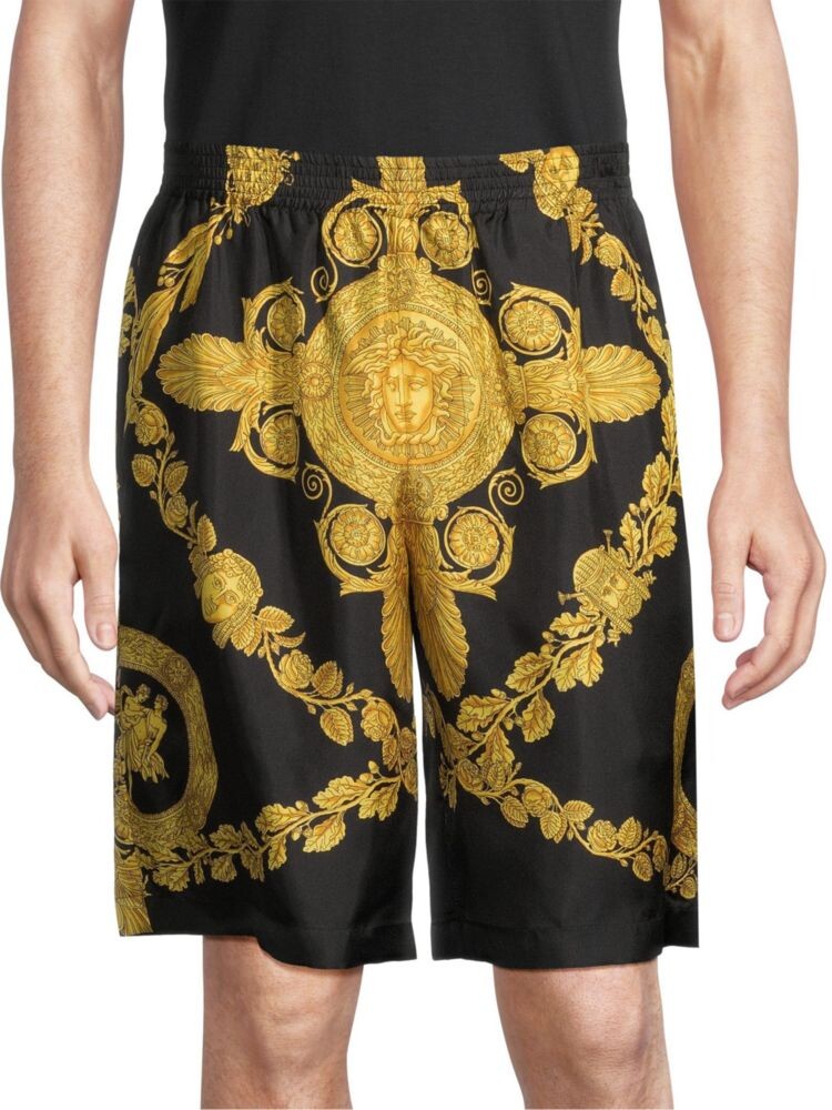 

Шорты из шелкового твила с декором Medusa Versace, цвет Black Multicolor