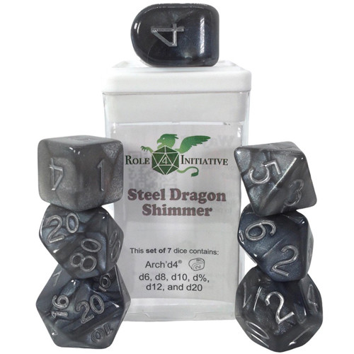 

Аксессуары Role 4 Initiative R4I Dice w/Arch'd4: Steel Dragon Shimmer (7)