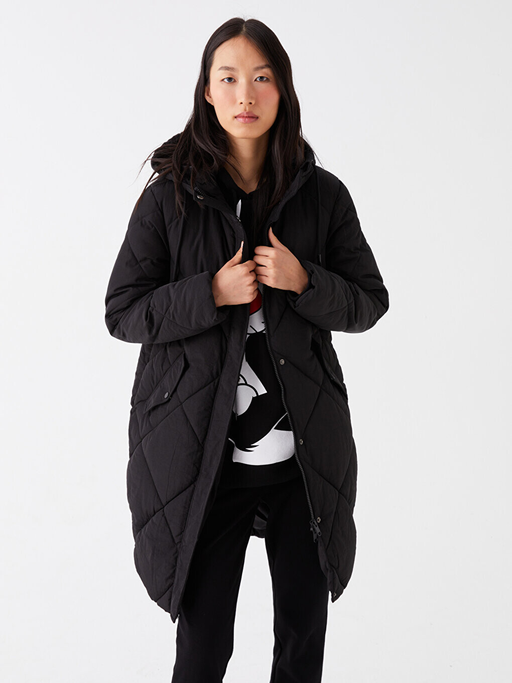 

Женский стеганый пуховик с капюшоном LCW Casual, новый черный