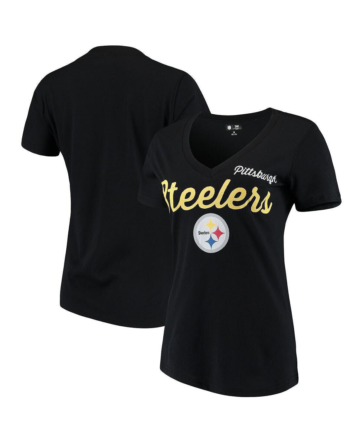 

Черная женская футболка Pittsburgh Steelers Post Season с v-образным вырезом G-III 4Her by Carl Banks, черный