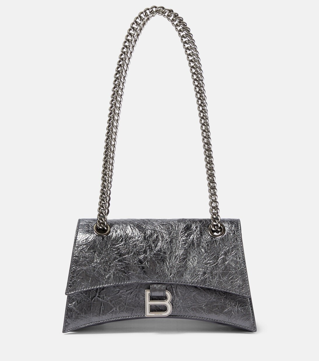 

Маленькая сумка через плечо crush из металлизированной кожи Balenciaga, серый