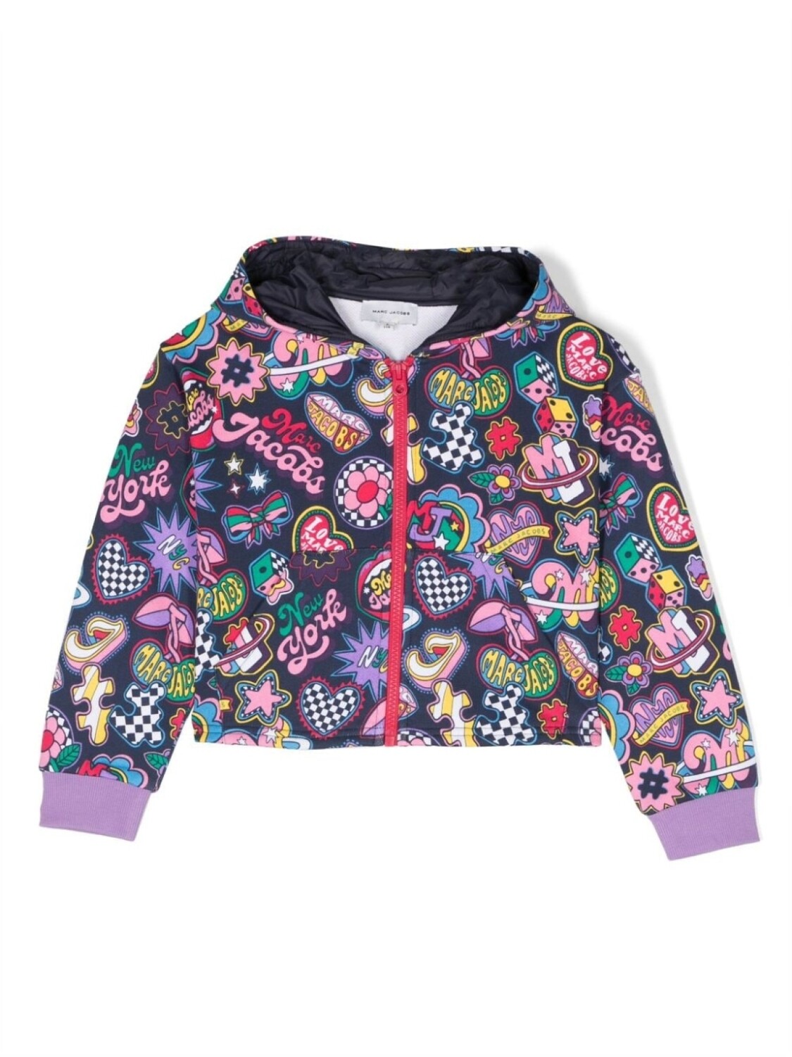 

Marc Jacobs Kids куртка на молнии с капюшоном и графичным принтом, синий