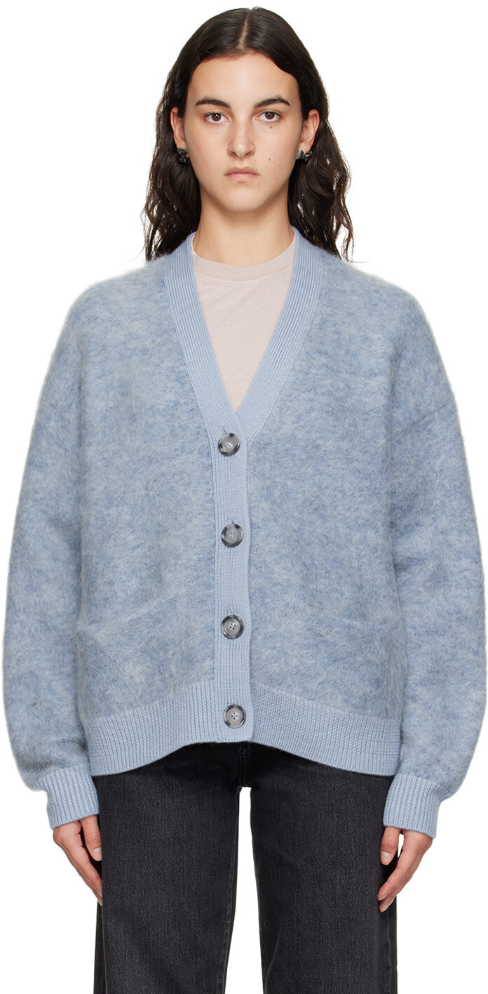 

Синий пушистый джинсовый кардиган Acne Studios
