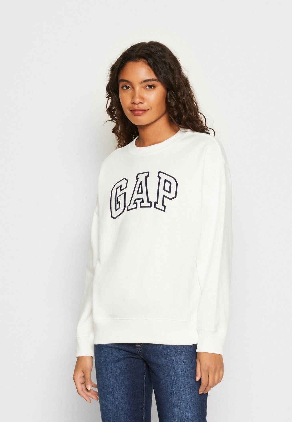 

Толстовка GAP Heritage Crew, новая кремово-белая, Белый;черный