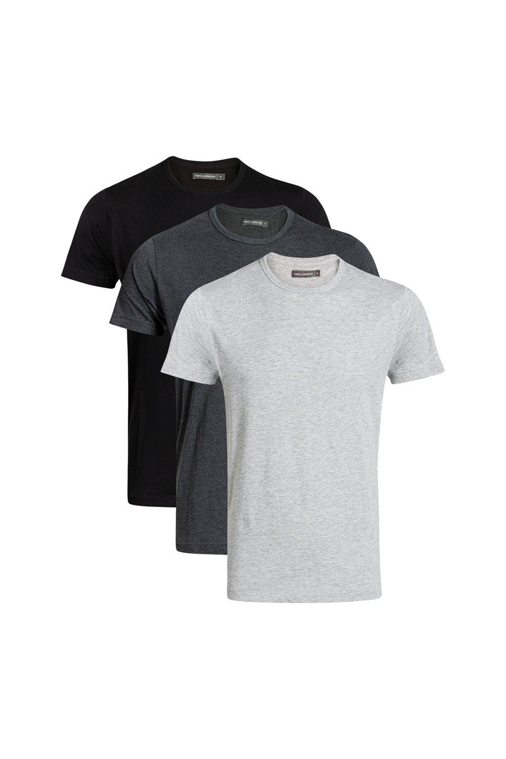 Комплект из 3 футболок из смесового хлопка French Connection, серый цена и фото
