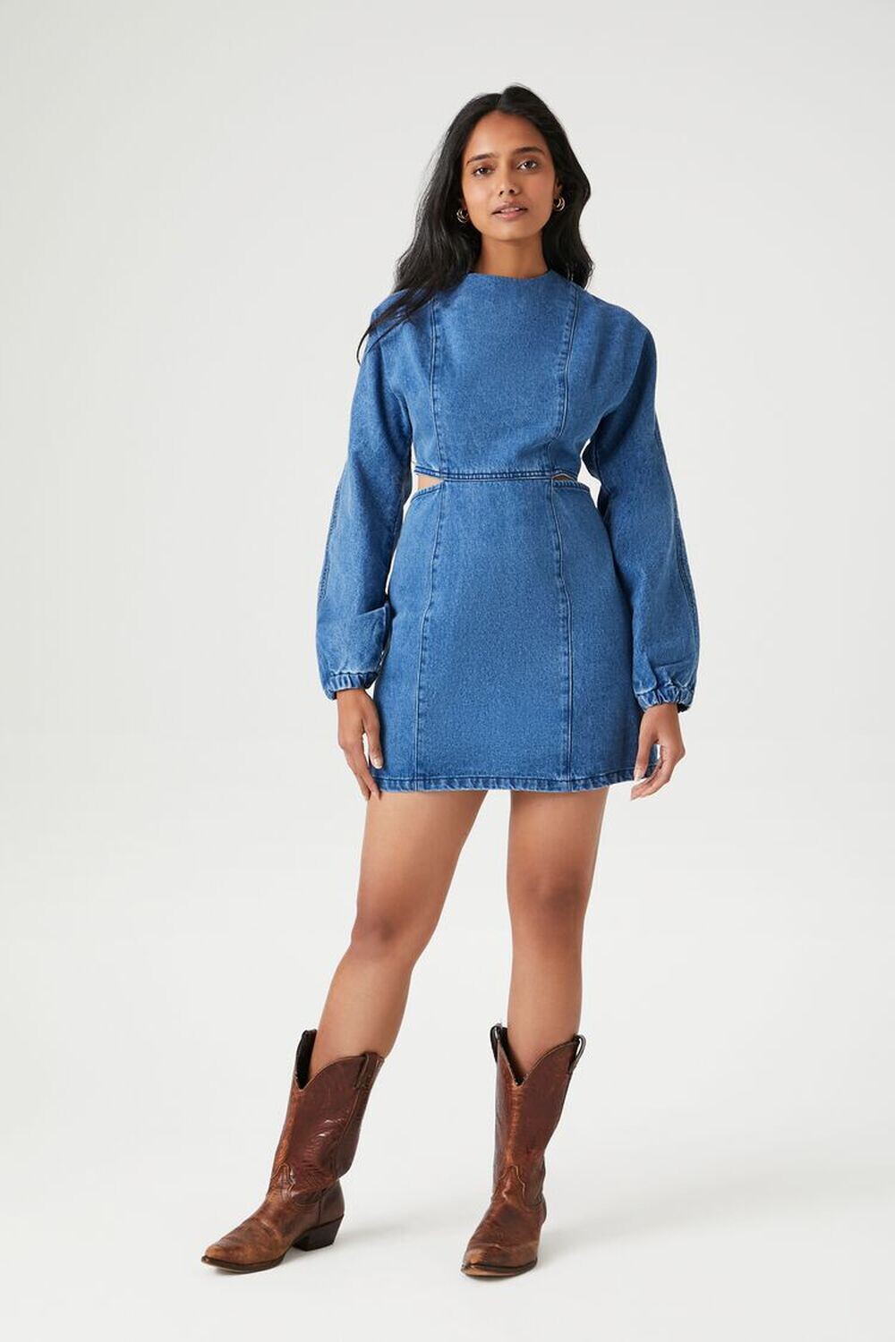 

Джинсовое мини-платье с вырезом Forever 21, деним