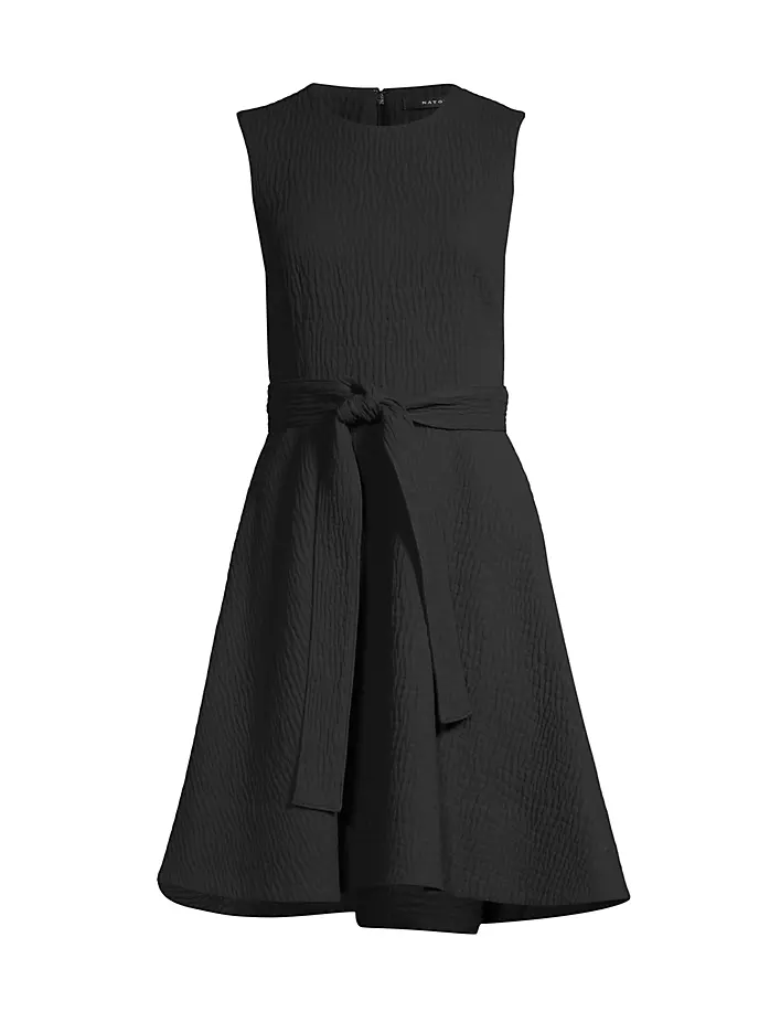 Расклешенное платье из фактурного хлопкового жаккарда Natori, черный