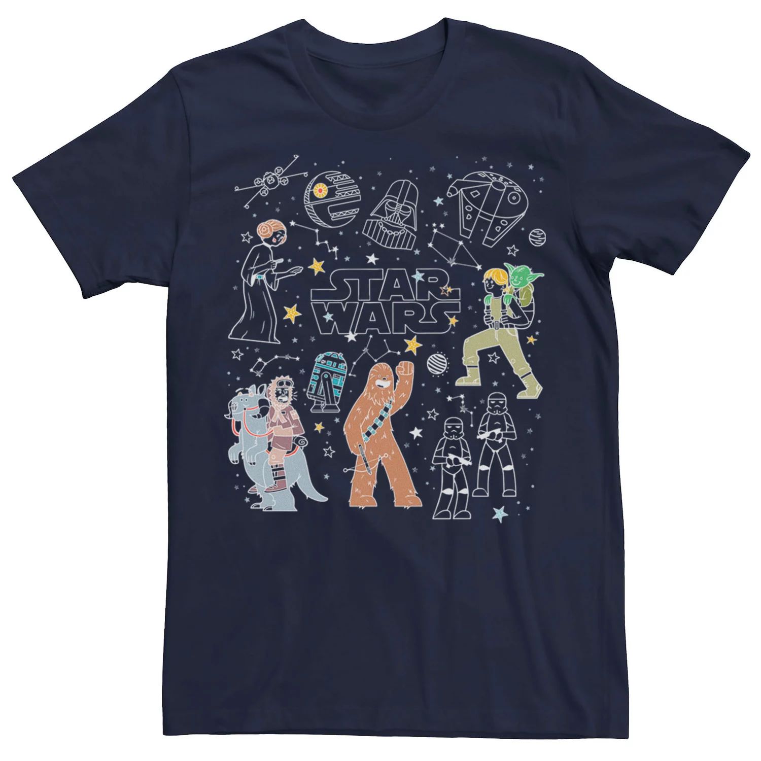 цена Мужская футболка с рисунками «Звездные войны» и «Созвездие», Синяя Star Wars, синий