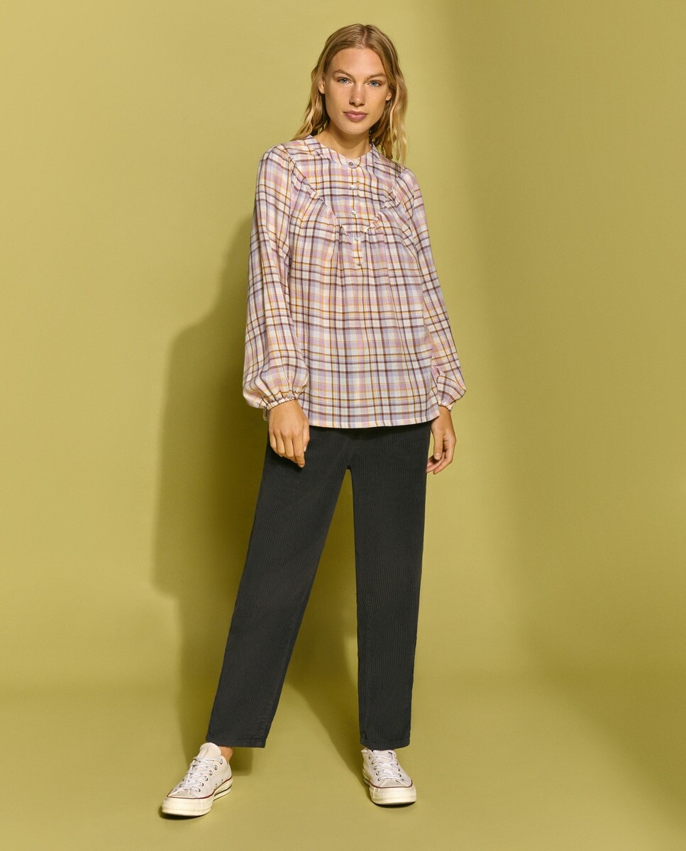 

Клетчатая блузка с длинными рукавами Southern Cotton, сиреневый