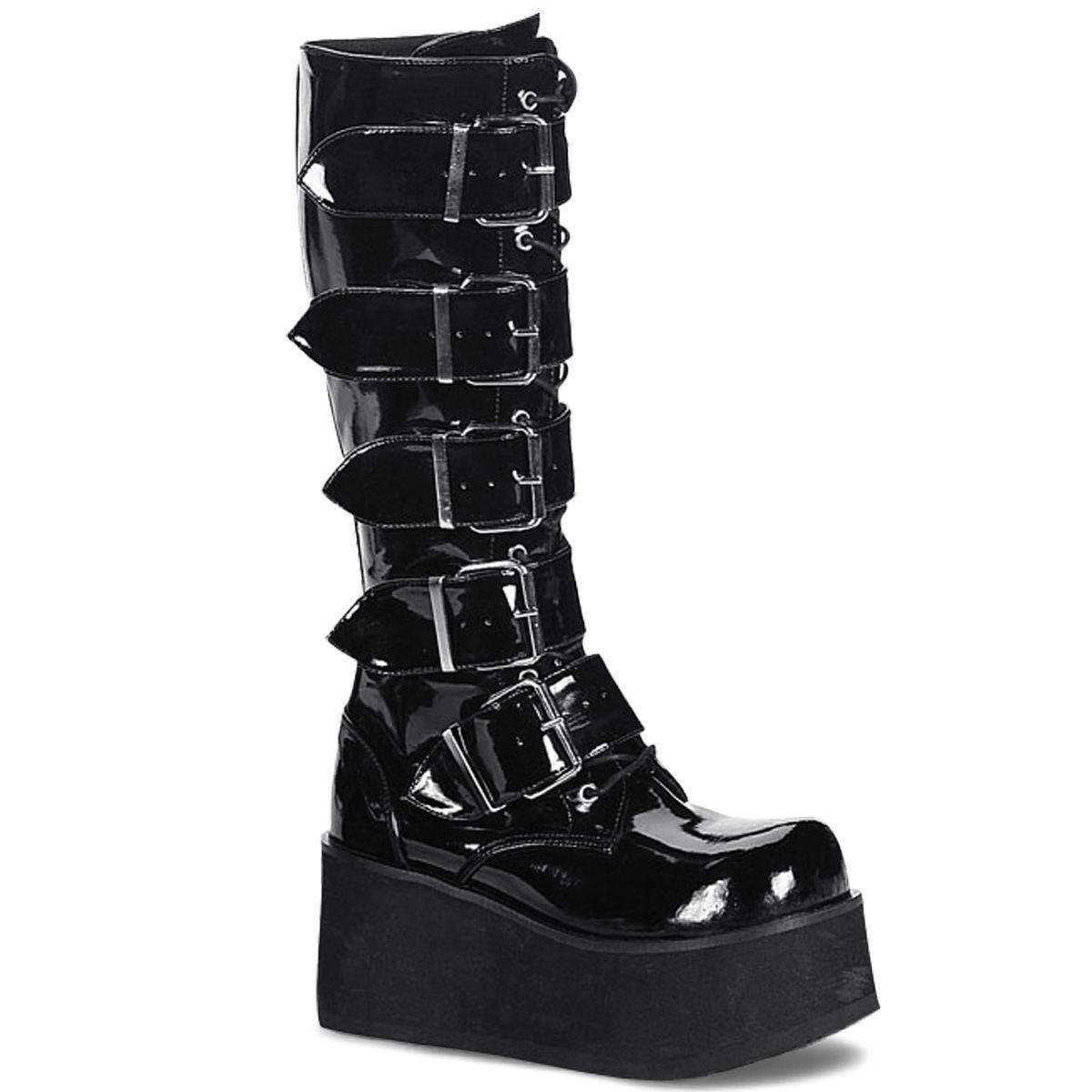 Ботинки до середины икры из лакированной кожи Demonia Trashville 518, черный черные женские ботинки на танкетке skechers