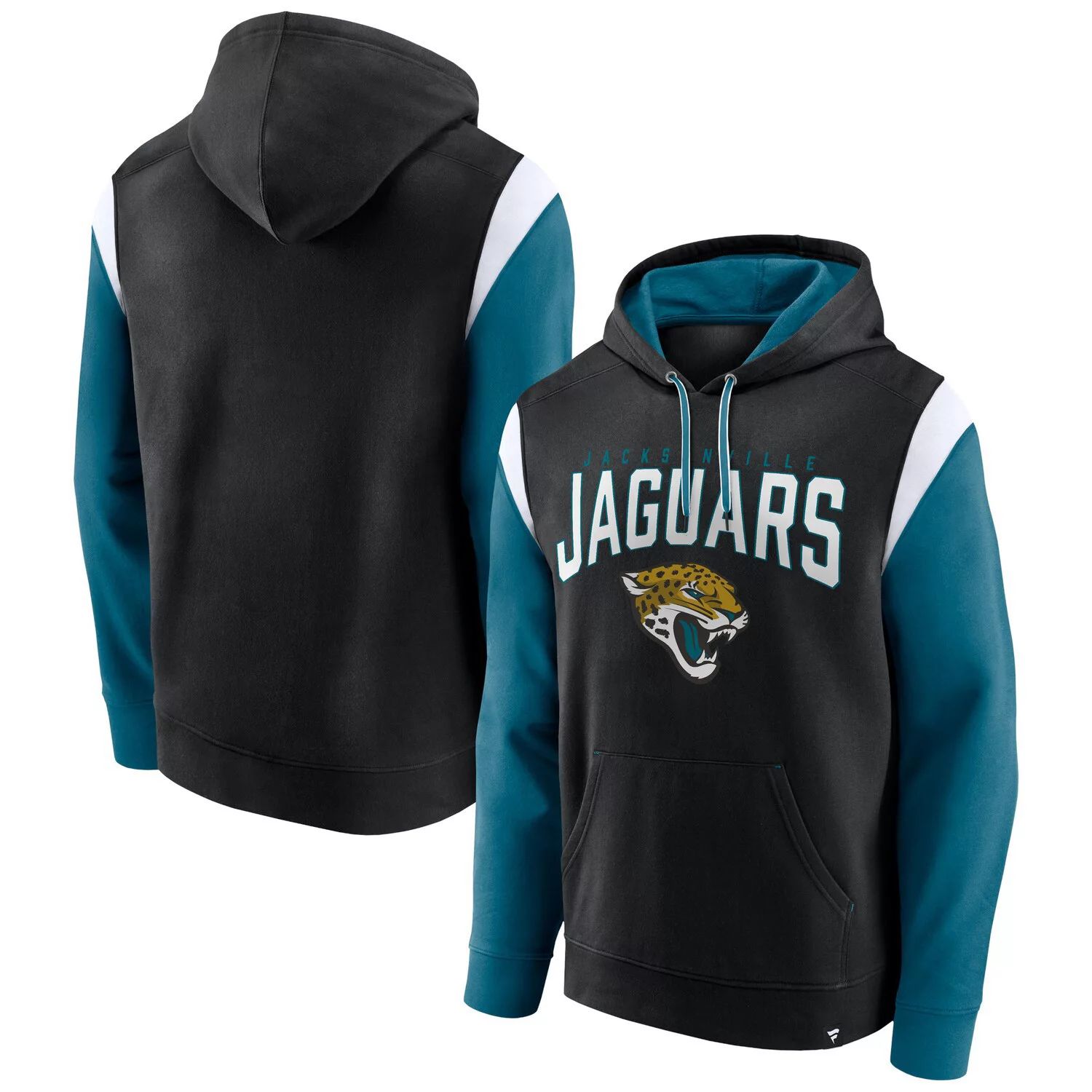 

Мужской черный пуловер с капюшоном Fanatics с логотипом Jacksonville Jaguars Trench Battle Pullover Fanatics