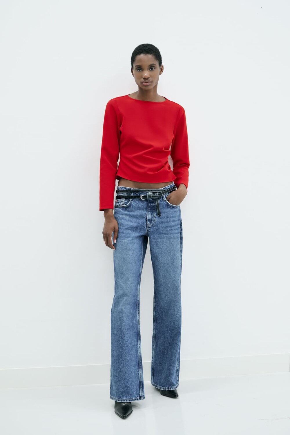 

Топ со складками по бокам ZARA, красный