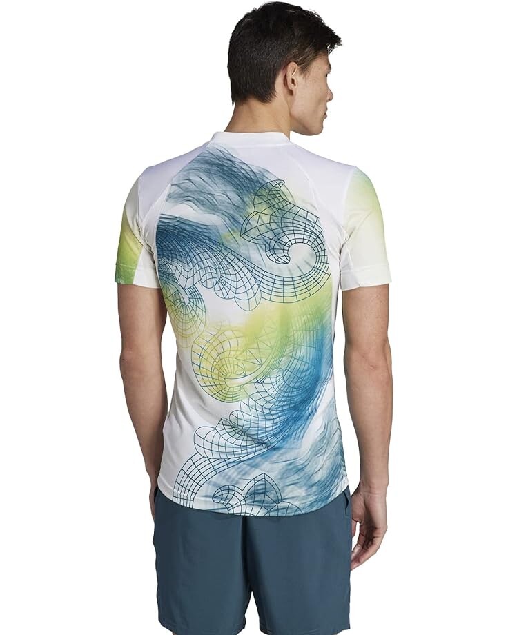 

Футболка Adidas Tennis US Series Printed Freelift T-Shirt, цвет White/Lucid Lemon/Arctic Fusion