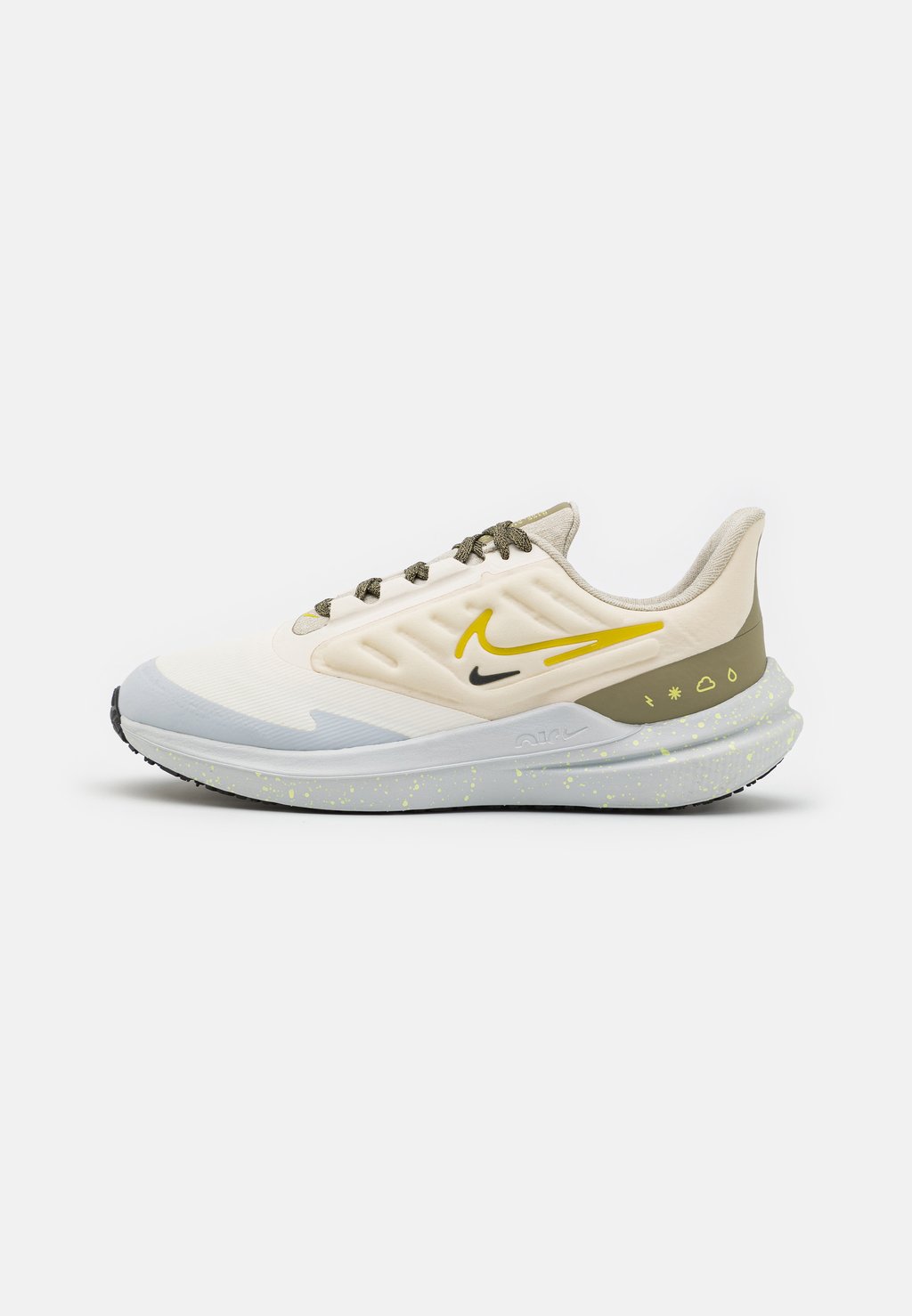 Нейтральные кроссовки AIR WINFLO 9 SHIELD Nike, цвет pale ivory/high voltage/neutral olive/sea glass/black