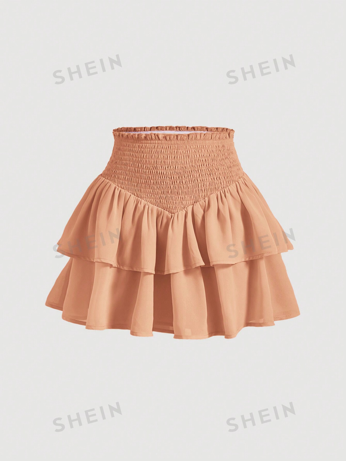 SHEIN MOD SHEIN MOD женская двухслойная мини-юбка с асимметричным подолом и рюшами и присборенной талией, апельсин юбка женская с асимметричным низом
