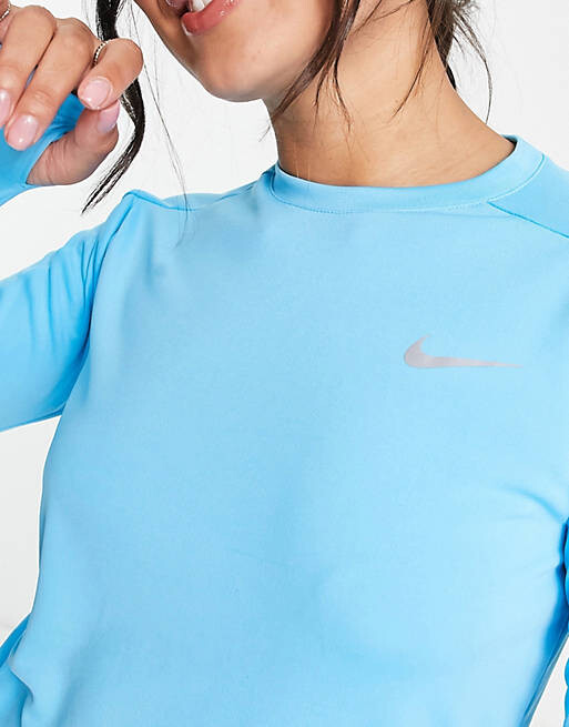 

Синий топ с круглым вырезом и длинными рукавами Nike Running Pacer