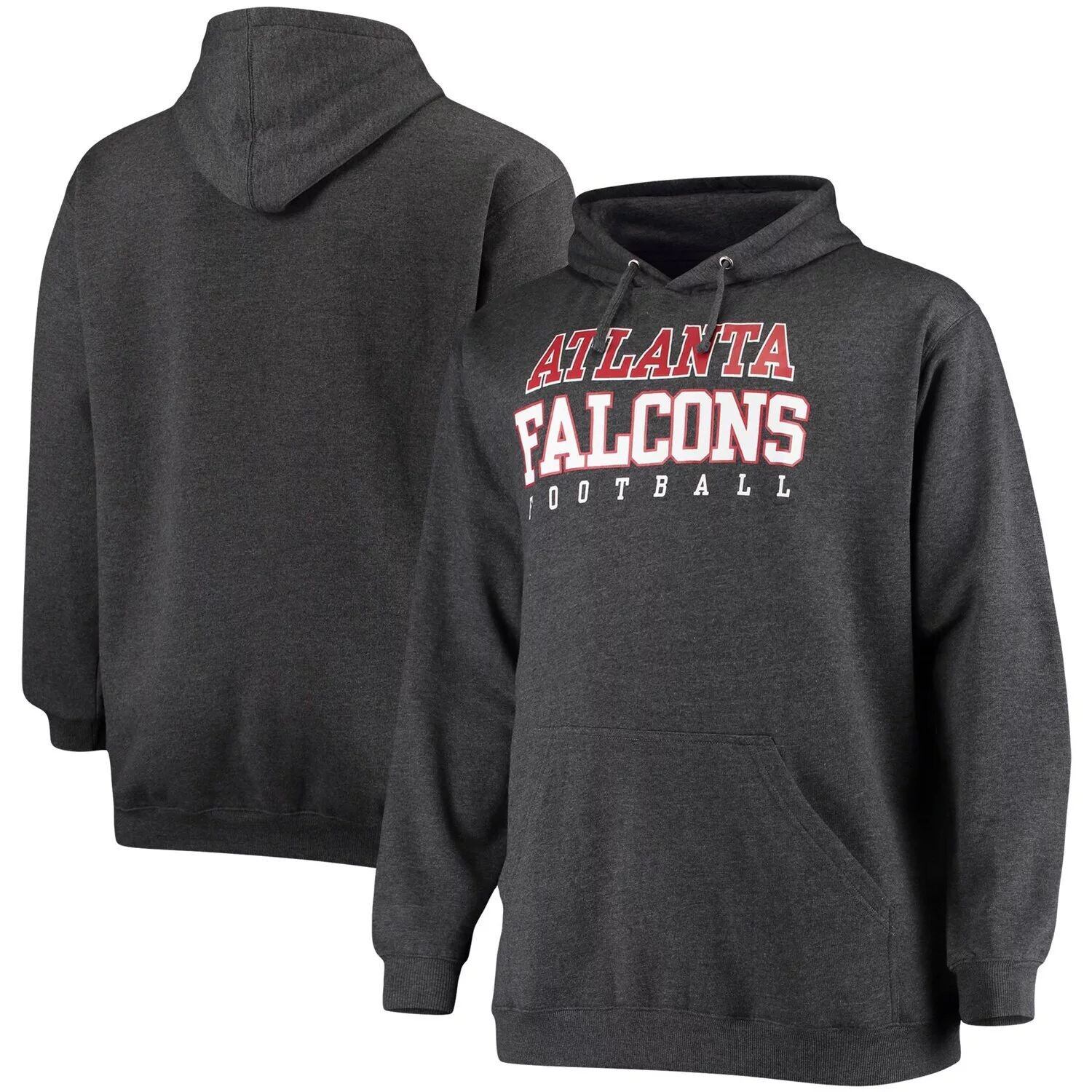

Мужской пуловер с капюшоном с фирменным рисунком и древесным углем Atlanta Falcons Big & Tall Practice Fanatics