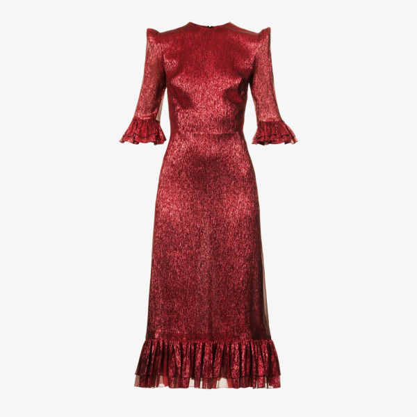 Платье миди Falconetti из смесового шелка с металлизированной нитью The Vampire'S Wife, красный
