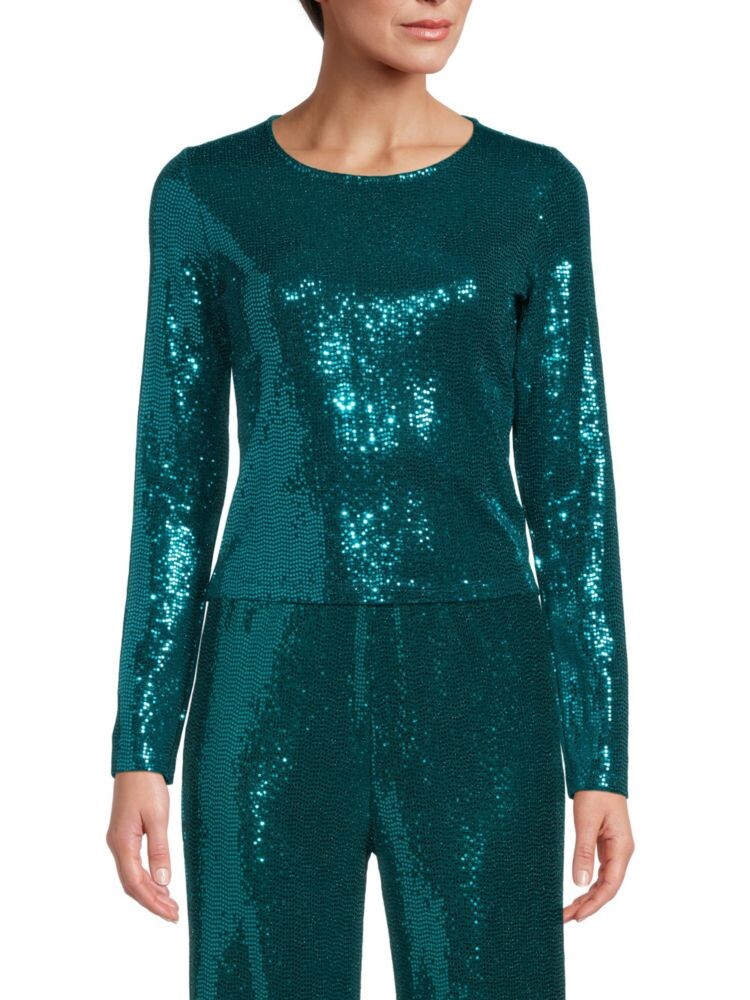 

Укороченный топ с длинными рукавами и пайетками Renee C., цвет Teal Green
