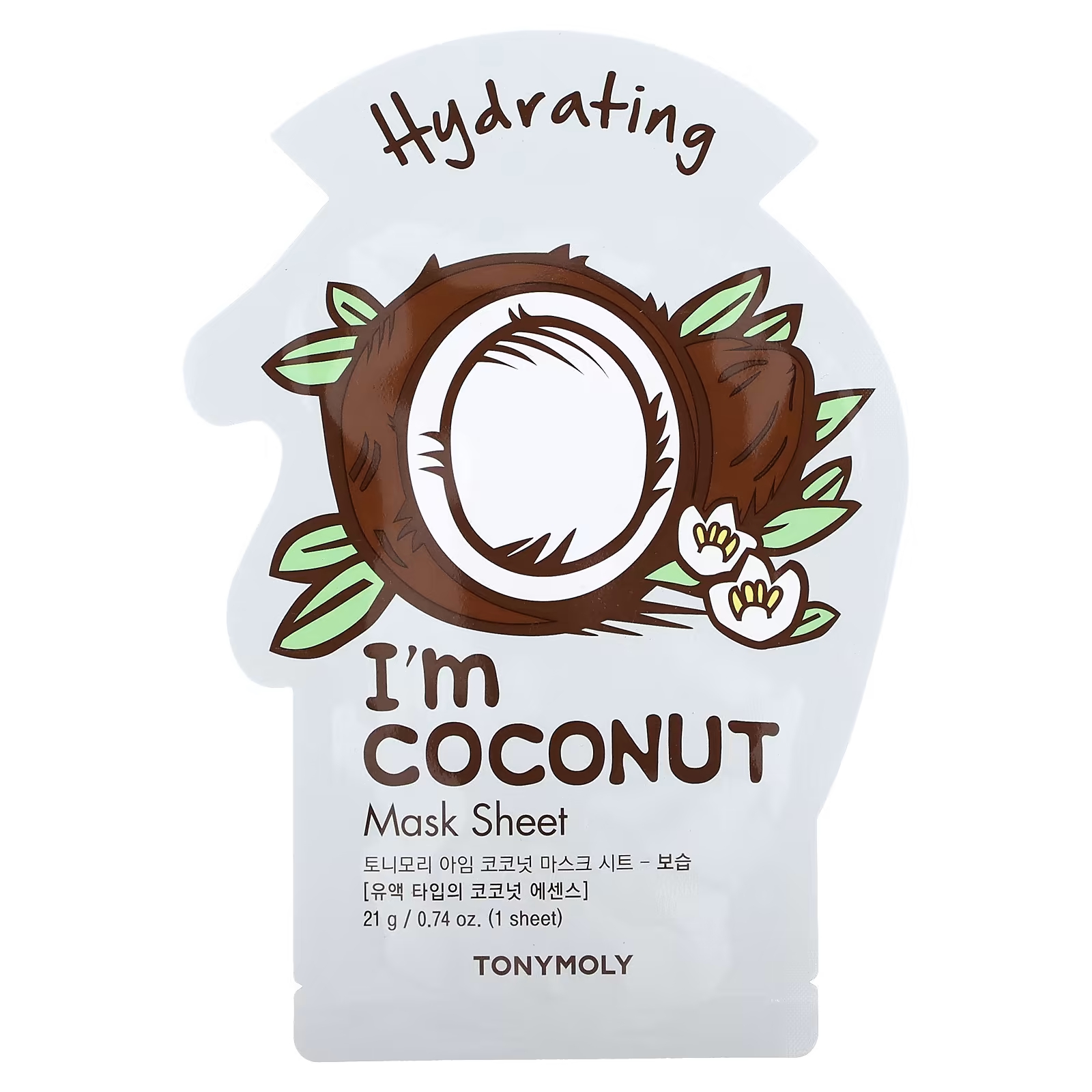 Tony Moly I'm Coconut Увлажняющая косметическая маска, 1 шт., 0,74 унции (21 г) tony moly i m rice тканевая маска для чистой кожи 1 шт 21 г 0 74 унции