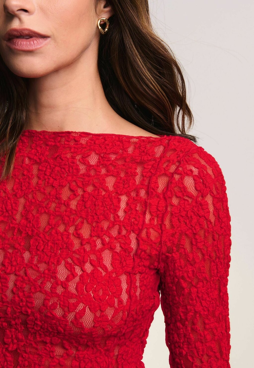 

Блуза SLASH NECK LONG SLEEVE LACE TOP., REGULAR FIT Next, красный
