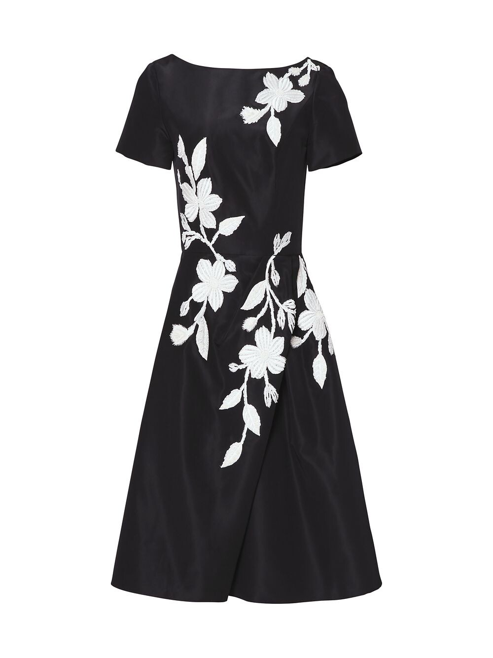 

Платье до колен с цветочной вышивкой Carolina Herrera, черный