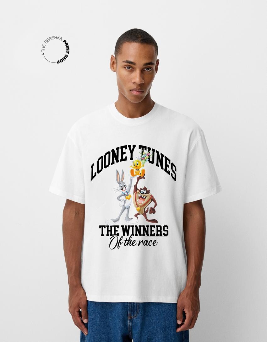 

Футболка с коротким рукавом looney tunes Bershka, белый