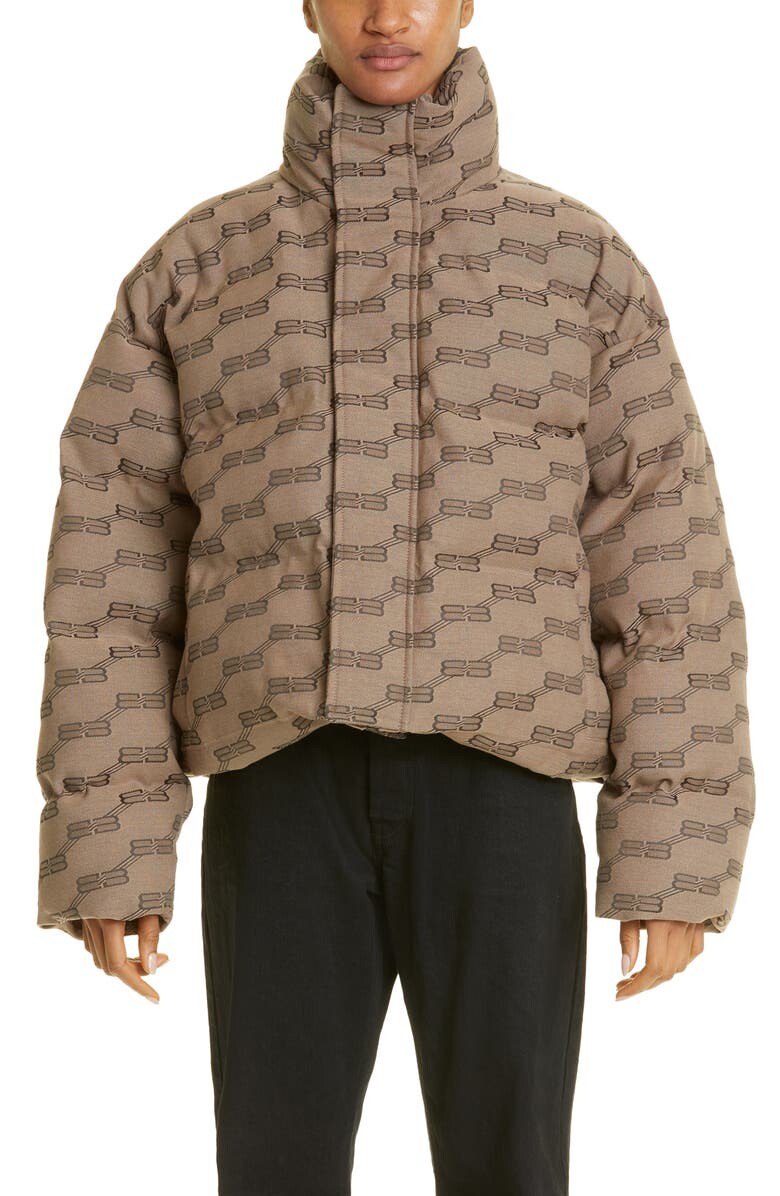 

Пуховик с монограммой BB BALENCIAGA, бежевый/коричневый