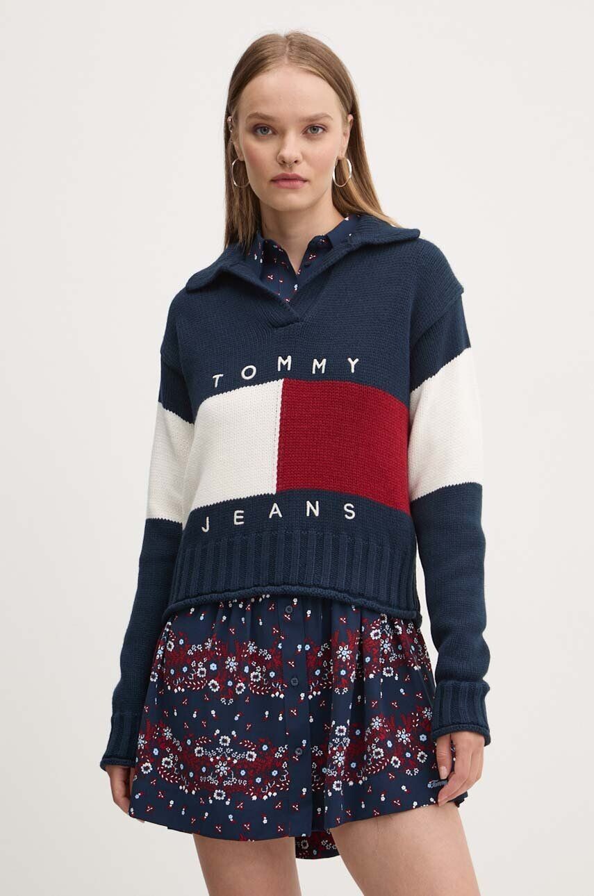 

Свитер Tommy Jeans из смесовой шерсти, темно-синий