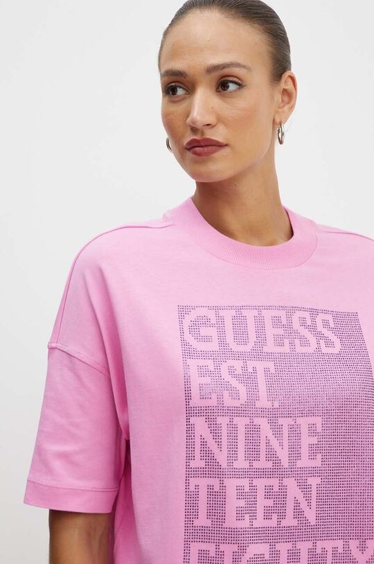 

Хлопковая футболка SHINY Guess, фиолетовый