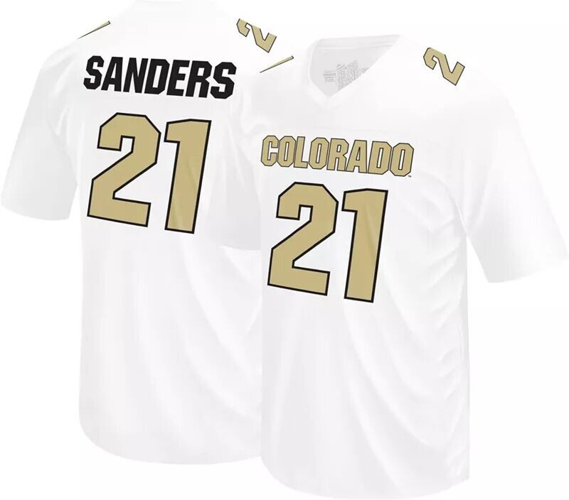 

Мужская Retro Brand Футболка Colorado Buffaloes Шайло Сандерс № 21, белая реплика, футбольная майка