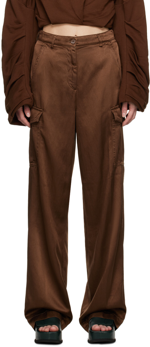 

Коричневые брюки Dries Van Noten, окрашенные в готовой одежде, Коричневый
