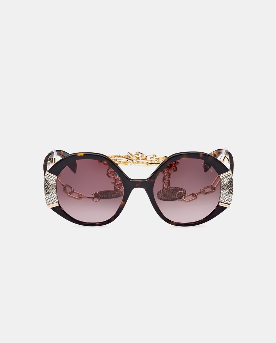 

Круглые женские солнцезащитные очки из ацетата цвета гавана Guess, коричневый