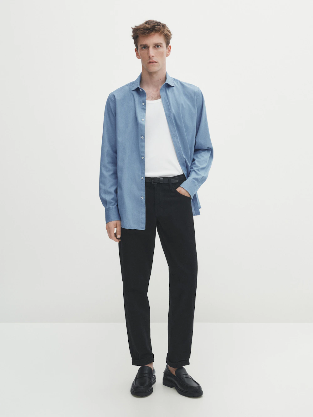 

Джинсовая рубашка обычного кроя Massimo Dutti, индиго