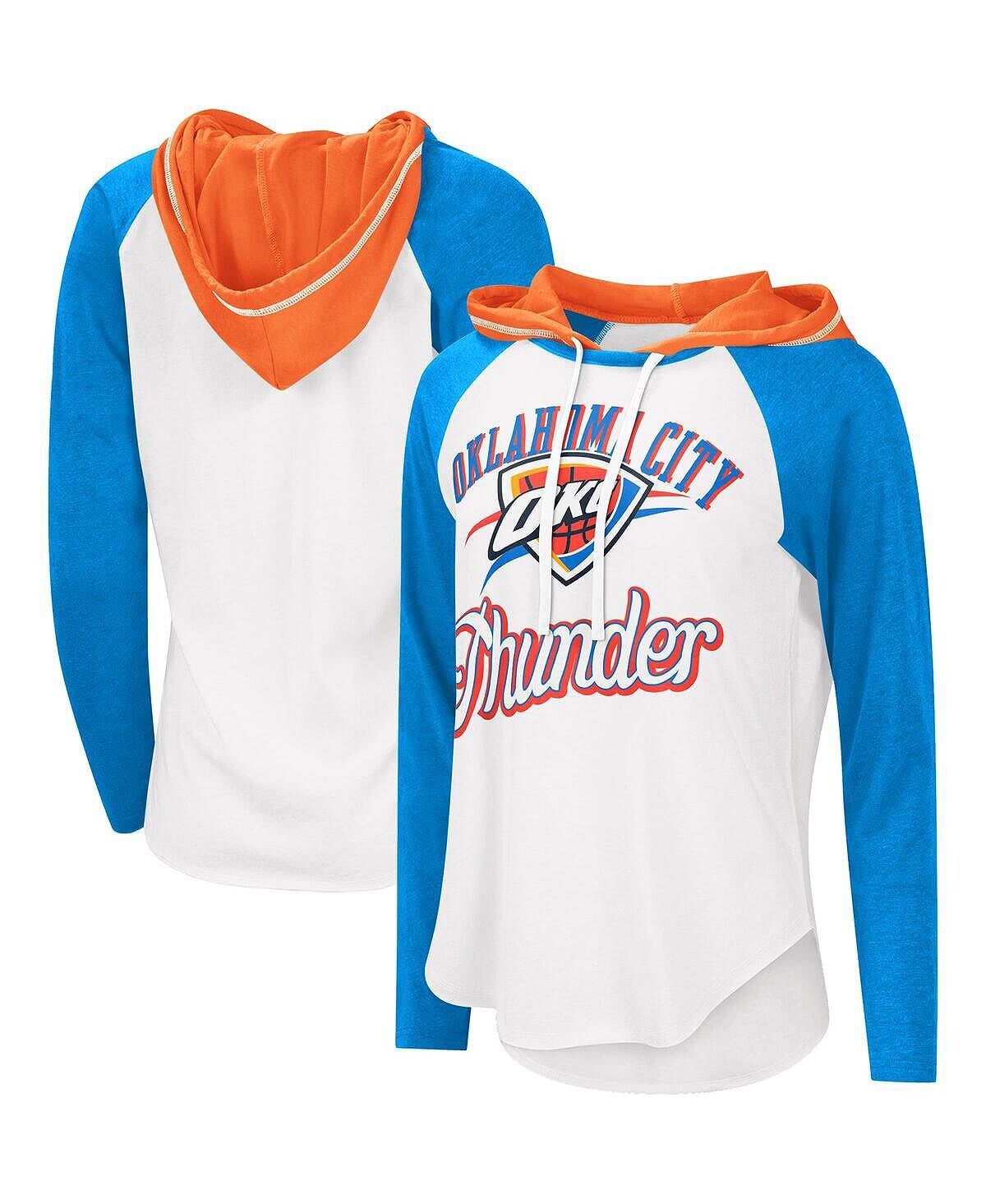 

Женская белая футболка с длинным рукавом и худи реглан Oklahoma City Thunder MVP G-III 4Her by Carl Banks, белый