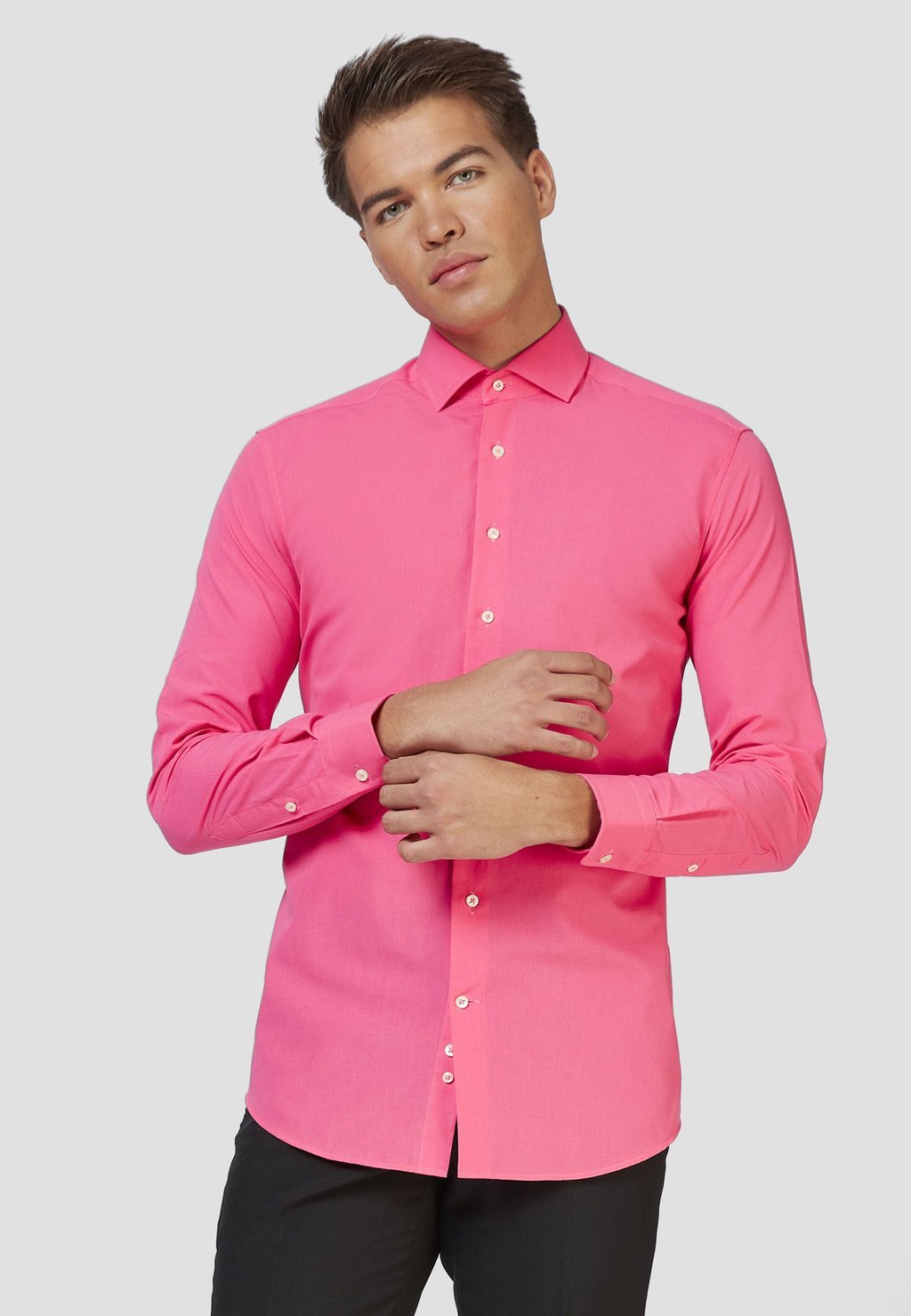классическая рубашка solid color opposuits цвет white knight Классическая рубашка OppoSuits, розовая