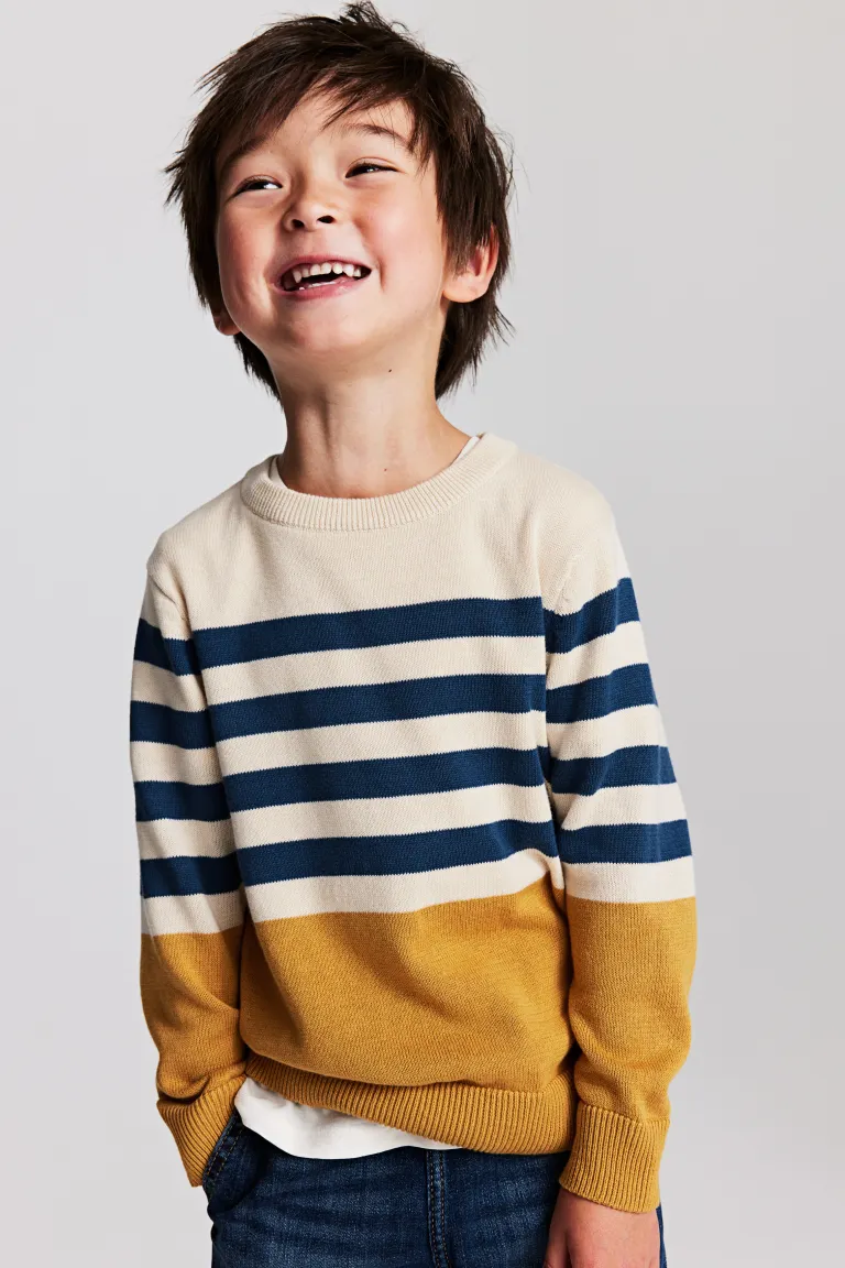 

Хлопковый свитер жаккардовой вязки H&M, бежевый