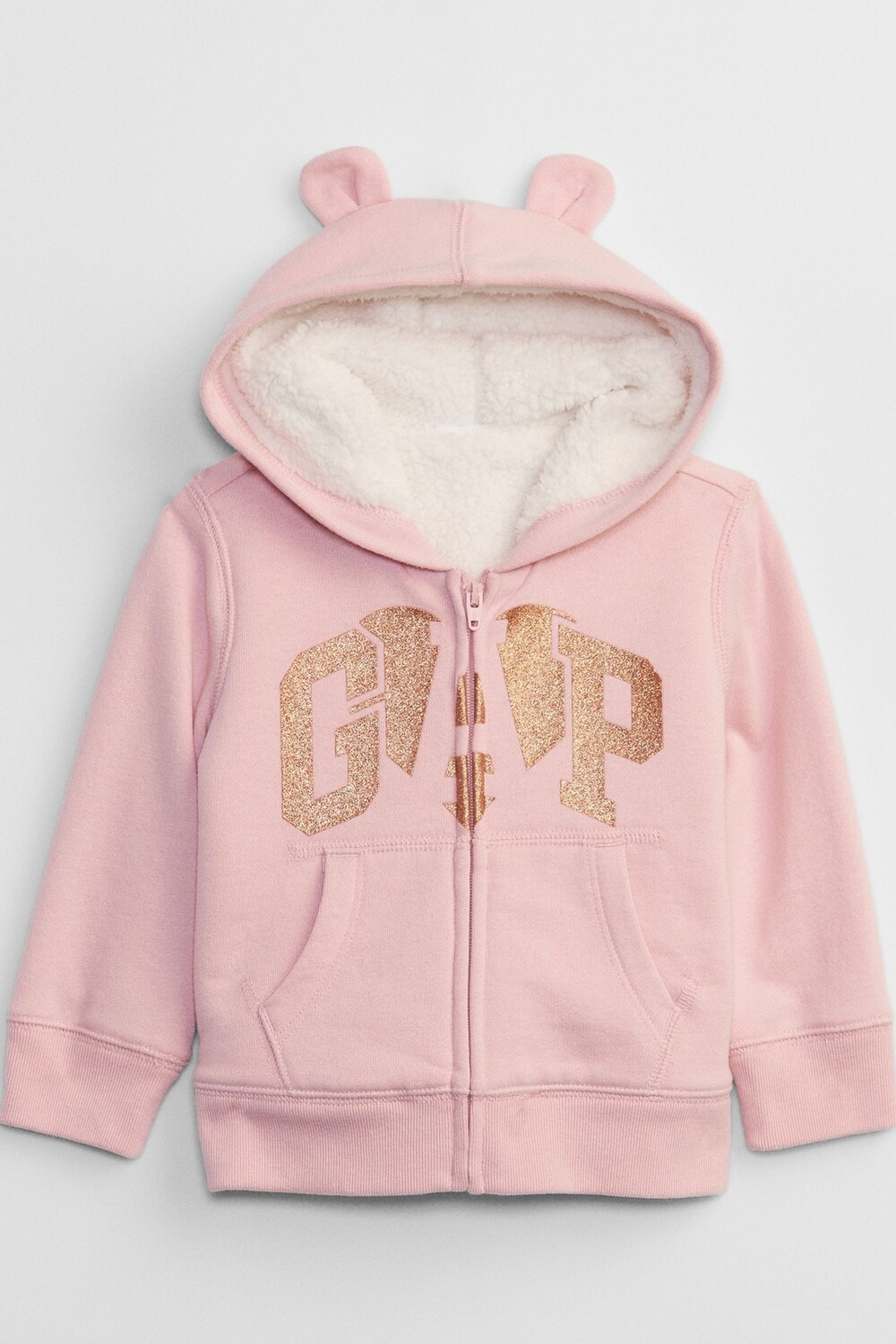 

Толстовка с блестящим логотипом и застежкой-молнией Gap, розовый