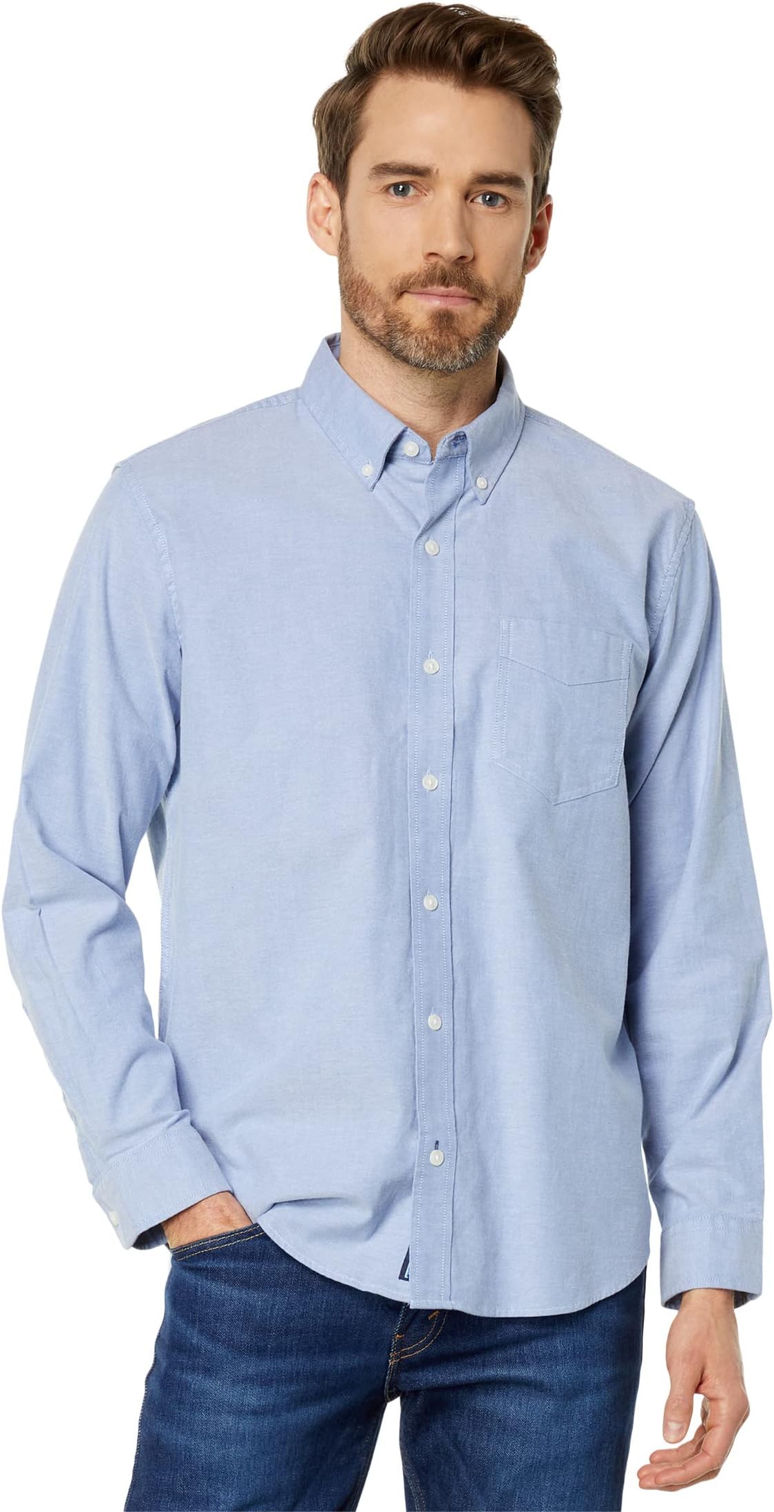 Рубашка Comfort Stretch Oxford Long Sleeve Traditional Fit L.L.Bean, цвет Light Cobalt