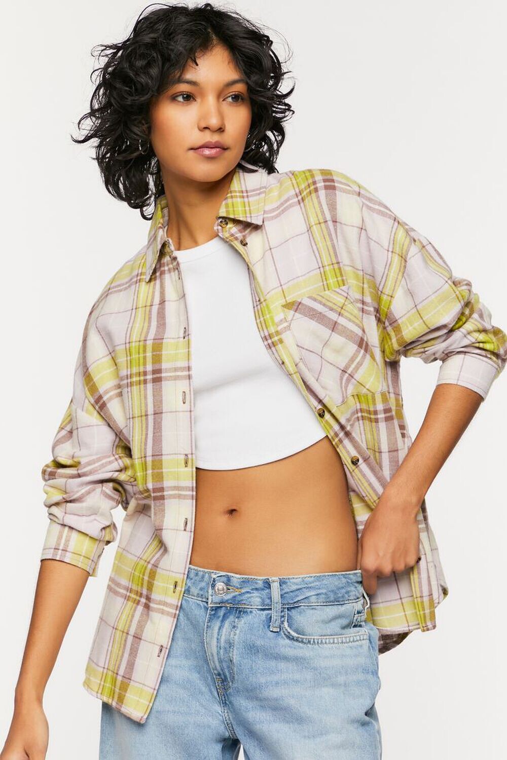 

Клетчатая фланелевая рубашка Forever 21, фиолетовый