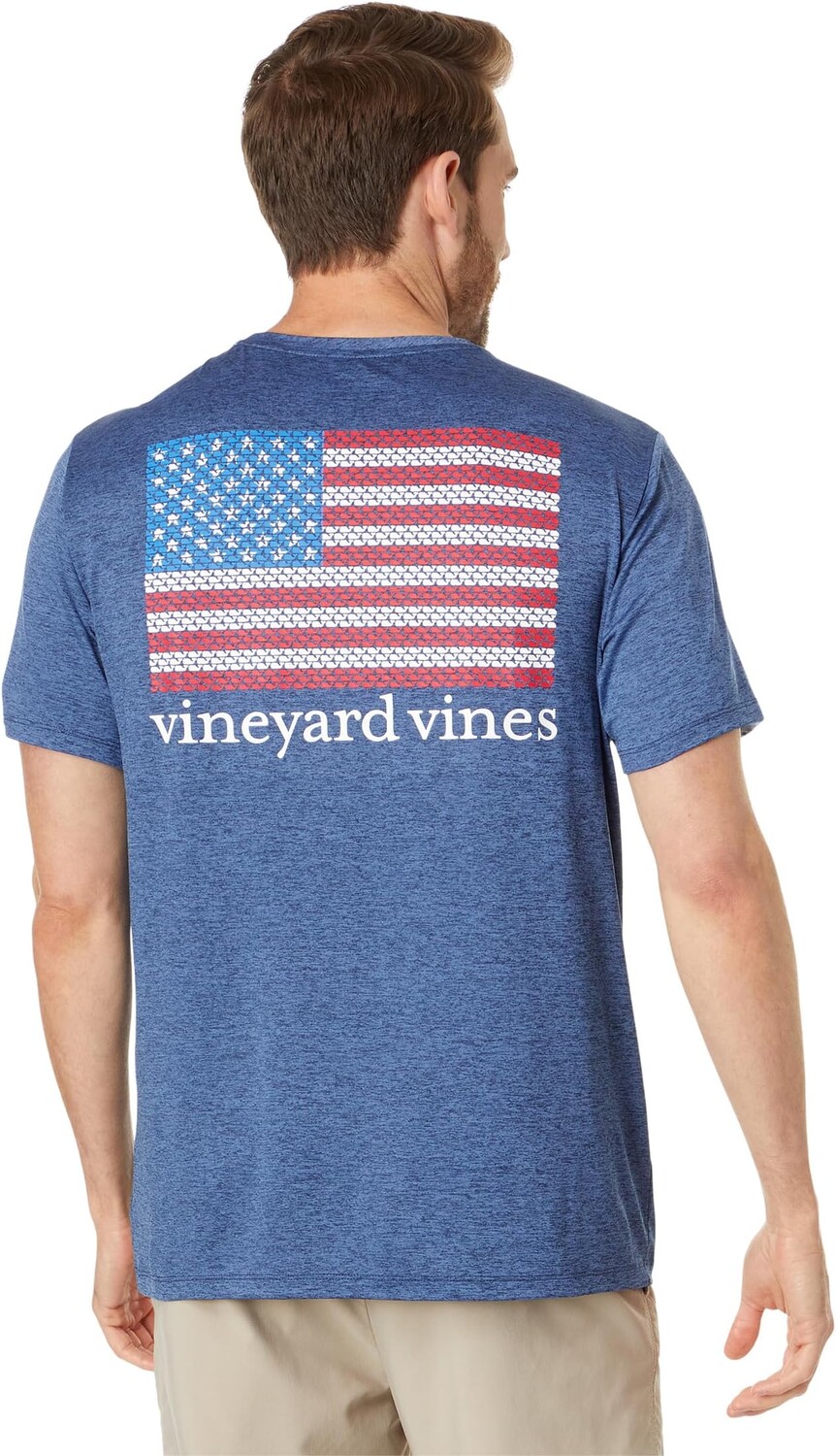

Футболка Harbour с короткими рукавами и флагом кита Vineyard Vines, цвет Moonshine